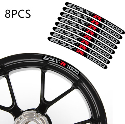 #ad 8 X SUZUKI GSXR 1000 Motorcycle Wheel Decals Rim Stickers Stripes K5 K7 K8 GSX R $9.00