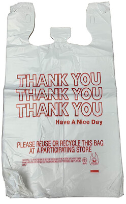 THANK YOU T Shirt Bags 11.5quot; x 6.5quot; x 21quot; White Plastic Shopping bag 50 1000 $65.99
