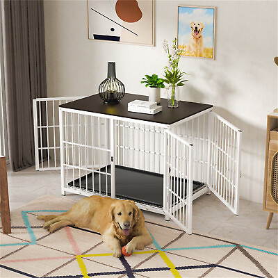 #ad BingoPaw Extra Large Heavy Dog Crate Furniture End Table 3 Door Removable Tray $199.91