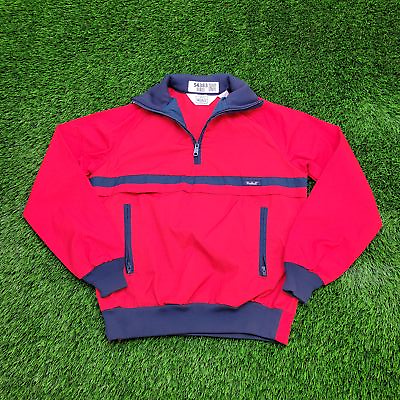 #ad Vintage 90s Woolrich 1 4 Zip Pullover Jacket Women S M 19x23 Red Blue Colorblock $56.64