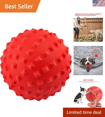 #ad Teething Squeaker Toy for Small Dogs Natural Rubber Ball with Safe Beef Flavor $21.99