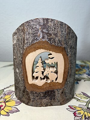 #ad Moose carved Wooden Bark $13.00