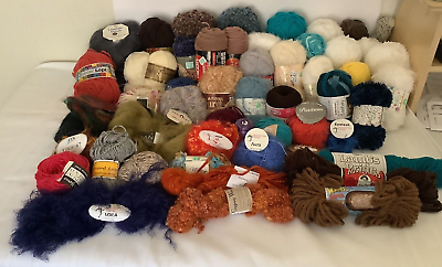 #ad YARN LOT #1 MIXED LOT 50 Skeins Mohair Acrylic Mostly Full amp; Partial VTG Euro $140.00