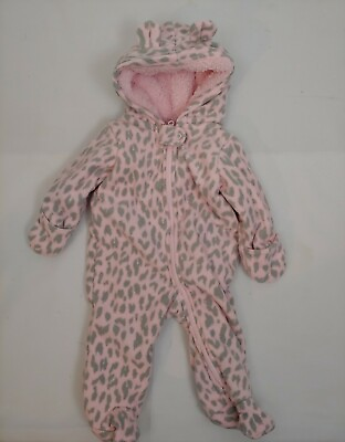 #ad Carters Pink Gray Cheetah Leopard Print Bunting Snowsuit0 3 Months $18.90