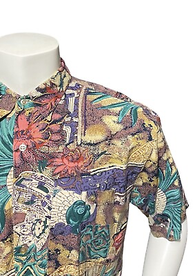 #ad Rare Vintage Van Heusen 417 Mens Floral Shirt Size Large L Button Up Long Sleeve $34.00