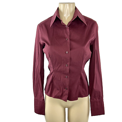#ad Thomas Pink Womens Shirt Size 10 EUR 38 Maroon Business Stretch Long Sleeve Cuff $18.99