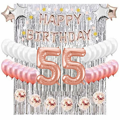 #ad 55th Birthday Complete Rose Gold amp; Silver Balloon Party Decoration Supplies $13.20