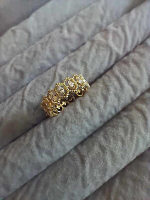 #ad NEW GOLD PLATED ADJUSTABLE DIAMANTE RING V2 AH66 FREE POUCH GBP 3.99