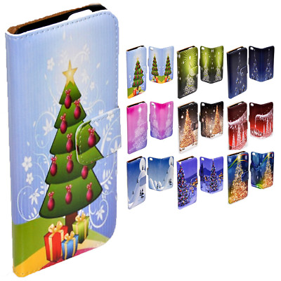 #ad For LG Series Mobile Phone Christmas Tree Theme Print Wallet Phone Case Cover AU $13.98