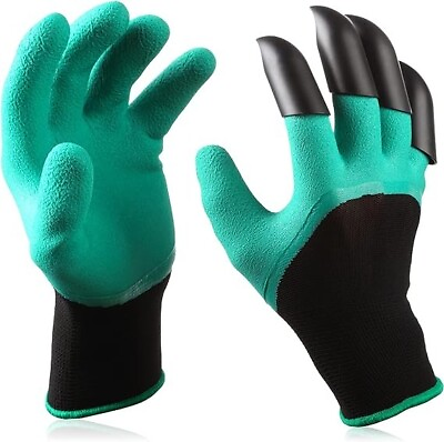 #ad Gardening Digging Planting Pruning Tools Lawn Care 8 Claws Garden Genie Gloves $4.99