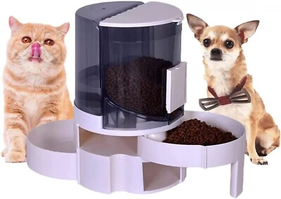 Automatic Dog Cat Feeder and Water Dispenser Gravity Food Feeder and Waterer Set $21.99
