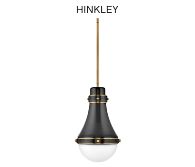 #ad Hinkley Lighting 39057 BK Oliver 1 Light 9quot;W Mini Pendant Black*SEALED* $259.99