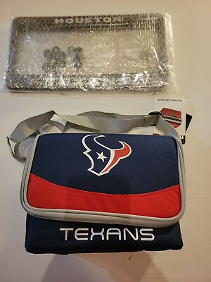 #ad NFL NWT Houston Texans Blizzard 6 Can Cooler And License Plate Frame $24.99