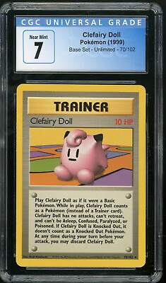 #ad CLEFAIRY DOLL TRAINER 1999 Pokemon Base Set Unlimited Rare 70 102 CGC 7 NM $24.95