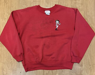 #ad Vintage 90s Betty Boop Crewneck Sweater Embroidered Red Sz. M $18.00