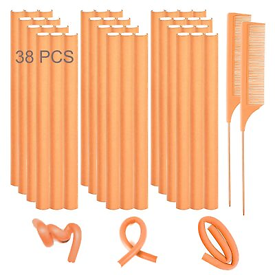 #ad 36 Pcs Flexible Curling Rods Twist Foam Hair Rollers with 2 Pintail Comb $15.42