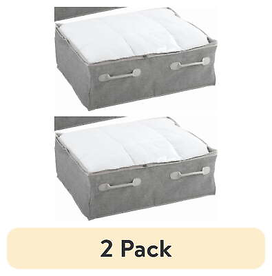 #ad 2 Piece Compartment Underbed Zippered Polyester and Cotton Storage Bin Set $31.02