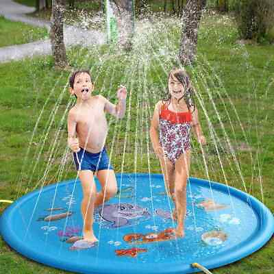 #ad Inflatable Pool Water Splash Swimming Pool Kids Round Play Playing 100cm $38.90