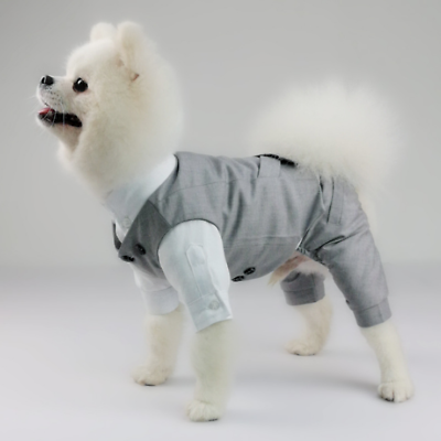 #ad Pet Dog Cat Business Suit Puppy Vest JacketJumpsuits Clothes Bridegroom Costume $26.99