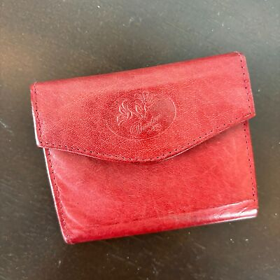 #ad Buxton Red Genuine Leather Trifold Wallet $14.99