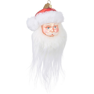 #ad RAZ Imports 5.5quot; Glass Santa Claus Face Christmas Tree Ornament Vntg Style Decor $14.95