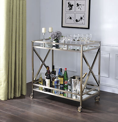 #ad Kristensen Serving Cart Antique Gold amp; Mirror 98352 $204.89