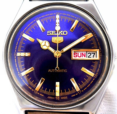 1970#x27;s quot;Vintage Japanquot; SEIKO 5. Automatic. Purple Classic Day Date Men#x27;s Watch.. $59.00
