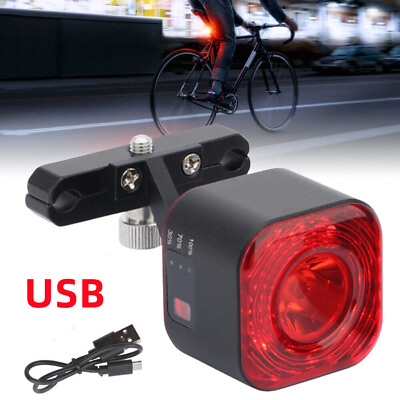 #ad USB Smart Bicycle Brake LED Light Tail Light Sensing Rechargeable Rear Taillight $23.68