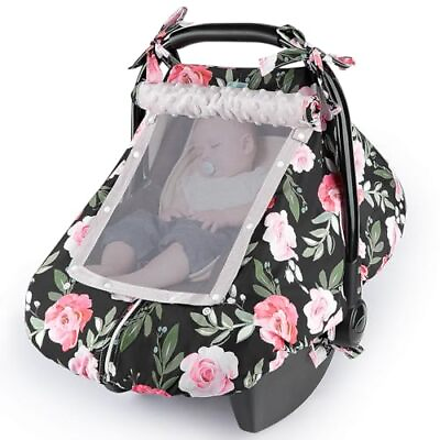 #ad Baby Car Seat Cover Infant Car Seat Covers for Babies Breathable Black Flower $26.88