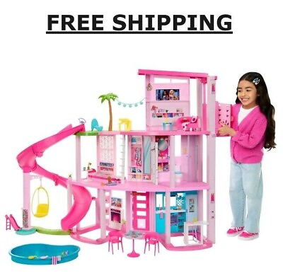 #ad NEW🔥Barbie Dreamhouse75Pieces Pool Party Doll House w 3 Story Slide SHIP NOW $242.89
