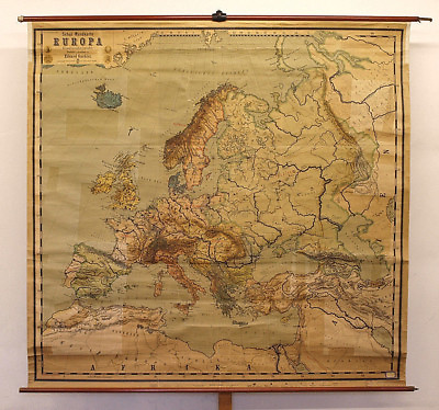 #ad Old Schulwandkarte Europakarte 1914 Österreich ungarn 187x190 Vintage Loft Map $539.74