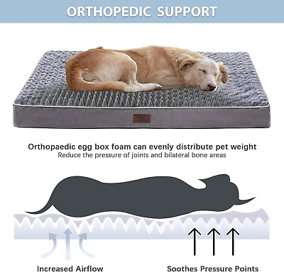 #ad Orthopedic X Large Dog Bed Chew Proof Dog Bed for Large 42 x 30 x 4 inch Grey $36.06