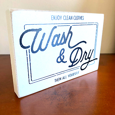 #ad Laundry Room Destressed Wall Art Enjoy Clean Clothes Wash amp; Dry Them Yourself $7.99