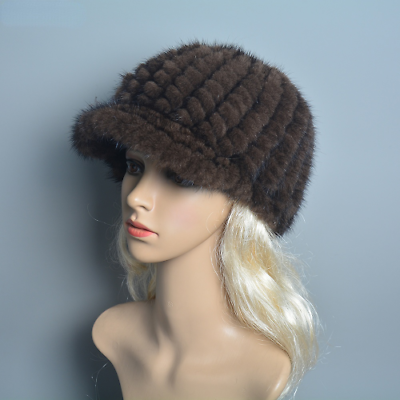 #ad New Winter Hand Knitted Real Mink Fur Hat Natural Warm Fur Cap Women Fashion AU $71.69
