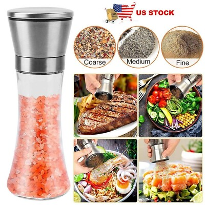 #ad 1PCS Adjustable Ceramic Sea Salt Grinder Pepper Grinder Glass Salt Pepper Shaker $6.99