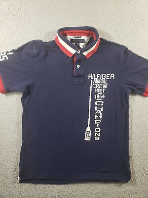 #ad Tommy Hilfiger Shirt Men#x27;s Size Large Trim Fit Short Sleeve Polo 1954 Champions $12.99