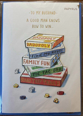 #ad FATHERS DAY CARD: Papyrus Board Games view sentiment inside on back $4.99