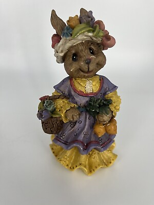 #ad Vintage Nantucket Easter Bunny Figurine Small Rabbit Statue Holding Basket $14.95