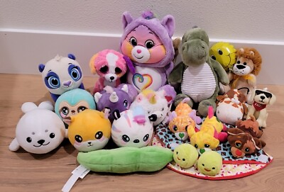 #ad Lot Of Small Soft Plush Stuffed Animals Dogs Cats Ty Squeezamals Assorted Brands $19.95