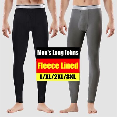 #ad Men#x27;s Long Johns Fleece Lined Thermal Underwear Bottom Pants Winter Warm‹ $9.15