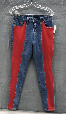 #ad New York amp; Company Womens Denim Jeans Size 4 Medium Wash Red Large Stripe NWT $28.09