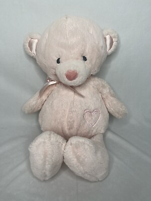 #ad Nat amp; Jules Pink Floppy Bear Medium Plush Stuffed Animal Ribbon Bow Heart 20” $11.95