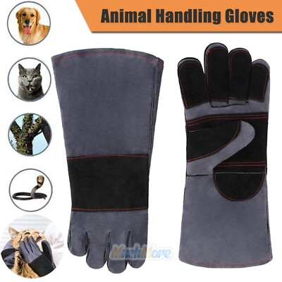 Durable Animal Handling Anti Pet Dog Snake Bite Gloves Leather Protective Sleeve $27.71