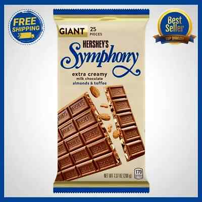#ad Hershey#x27;s Symphony Chocolate Almond Toffee Giant Candy Bar 7.37 oz 25 Pieces $5.45