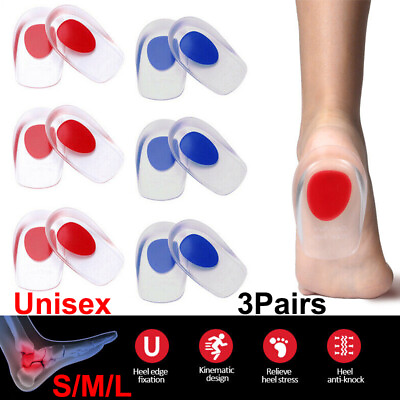 #ad 3 Pairs Heel Cup Pads Silicone Gel Shock Absorbent Arch Support Hard Wearing $10.49