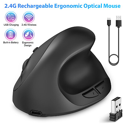 #ad Ergonomic Mouse Optical Vertical Mouse 6 Keys USB Wireless 2.4GHz 2400DPI for PC $15.48