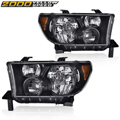 #ad Black Headlights Headlamps Fit For Toyota 2007 2013 Tundra 2008 2017 Sequoia $70.29