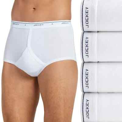 #ad Jockey Classic Briefs 6 pack Full rise 100% Cotton Underwear Y Front white 34#x27;#x27; $35.87