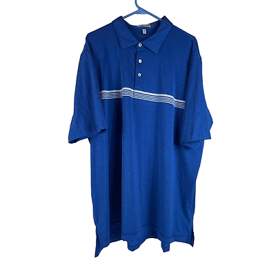 #ad Peter Millar Summer Comfort Performance Polo Shirt 2XL Mens Golf Blue Stretch $24.99