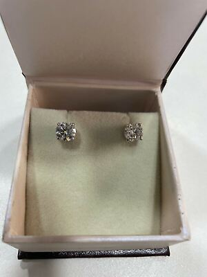 #ad 2.05 Ct. Off White 4 Prong Treated Diamond Solitaire Studs in 925 Silver $49.00